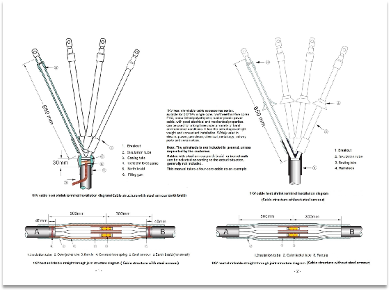 คำแนะนำในการติดตั้งอุปกรณ์เสริมสายเคเบิลหดความร้อน 1kV